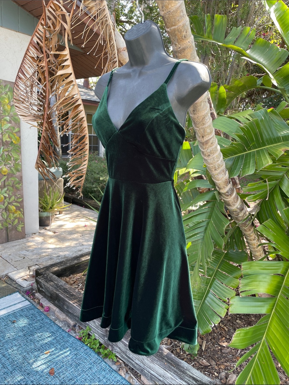 velvet mini dress with spaghetti straps